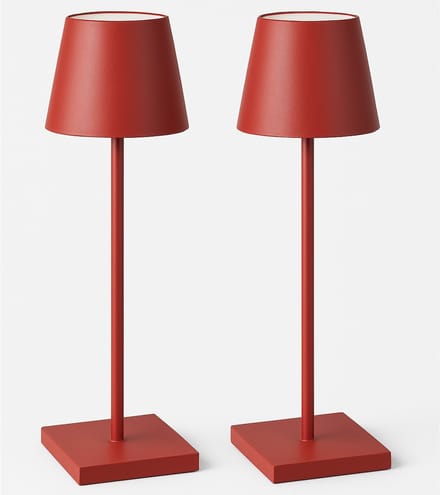 2 Stuks - Oplaadbare Tafellamp - Dimbaar - Aluminium - Bureaulamp - Waterdicht - 38CM - Rood