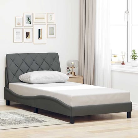 vidaXL - Bedframe - zonder - matras - 100x200 - cm - stof - donkergrijs