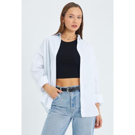 Langnekkig Katoenen Shirt