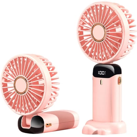 Mini Draagbare Ventilator Handventilator Oplaadbare Kleine Bureauventilator 5 Snelheden 90° Opvouwbaar Op Batterijen roze