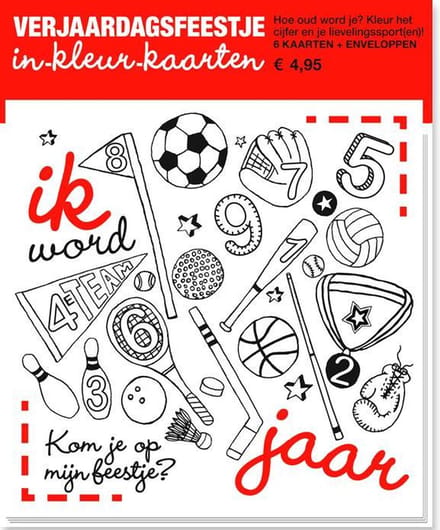 Set uitnodigingen kinderfeestje - sporten