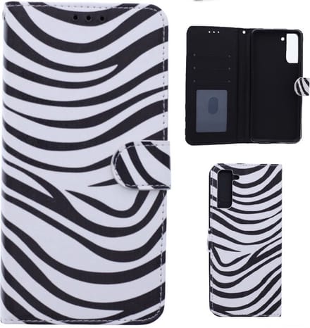 Portemonnee Book Case Hoesje Geschikt voor: Samsung Galaxy S22 Plus - Zebra Print