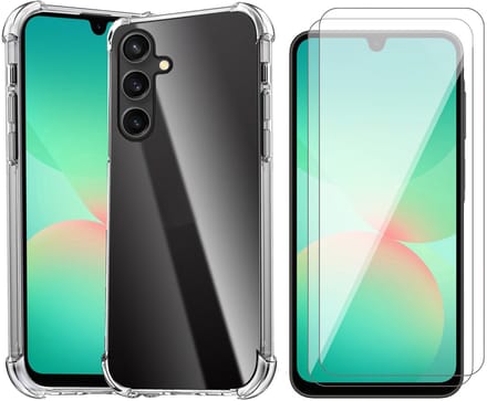 Hoesje geschikt voor Samsung Galaxy A17 5G / A26 - 2x Screenprotector Glas - Shockproof Transparant