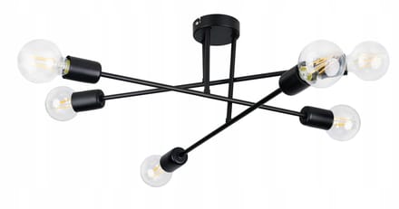 Loft Hanglamp Zwart 6xE27 Edison Stijl