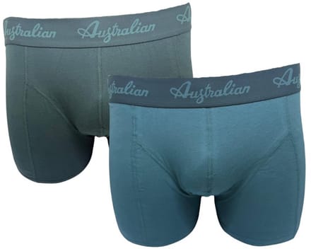 2 stuks Australian Boxershort - Katoen - Licht teal/ Donker teal - Maat S