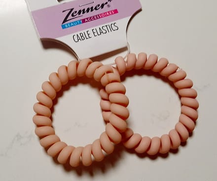 Zenner cable elastics - 2 medium spiraal elastiekjes - haarelastiekjes medium 5,5cm - 2x zalm roze pastel