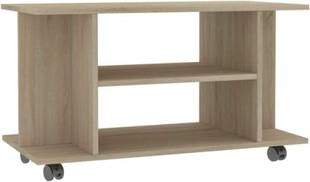 Verrijdbaar TV-Meubel met 4 Open Planken en Vastzetbare Wielen