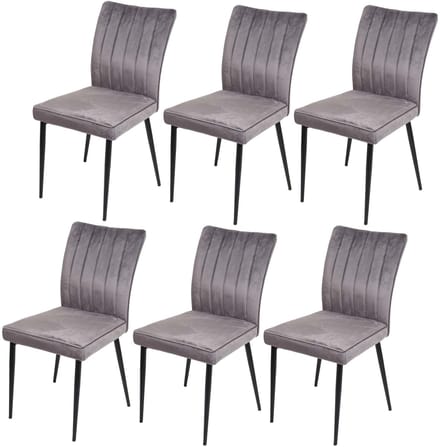Set van 6 eetkamerstoelen MCW-K16, stoel keukenstoel, fluweel metaal ~ donkergrijs
