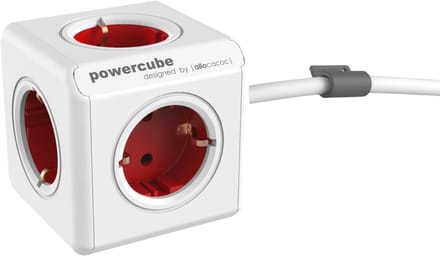 Tafelstopcontact PowerCube 5-voudig Rood 1,5m