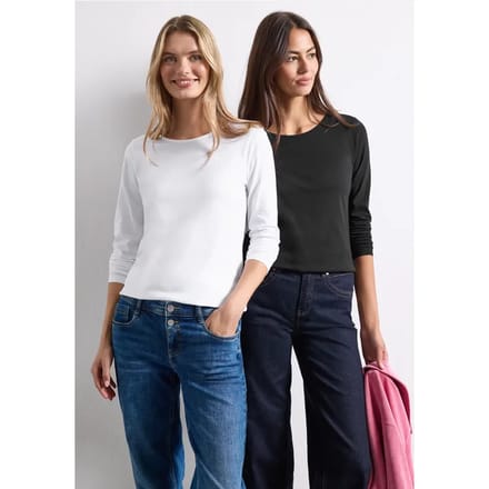 Set van 2 longsleeves met ronde hals