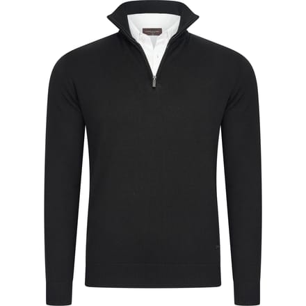 Cappuccino Italia - Heren Trui Pullover Zip Mock - Zwart - Maat L