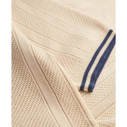 Superdry Knitted Texture Korte Mouw Poloshirt Beige 3XL Man