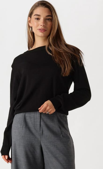 Minus Msmekira Solid Knit Pullover Truien & vesten Dames - Sweater - Hoodie - Vest- Zwart - Maat S
