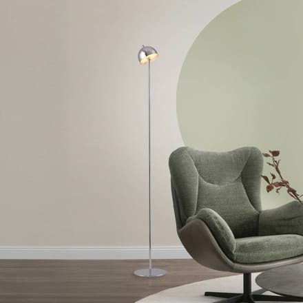 Schöner Wohnen LED vloerlamp op accu Bellis chroom, IP54 3.000K