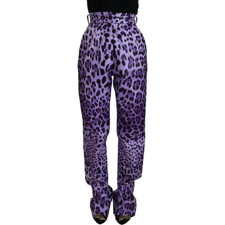 Paarse Luipaardprint Broek Relaxed Fit