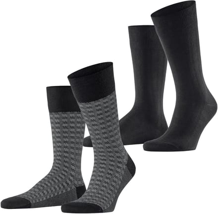 Esprit Houndstooth 2-Pack gedessineerd katoen multipack sokken heren zwart - maat 43-46