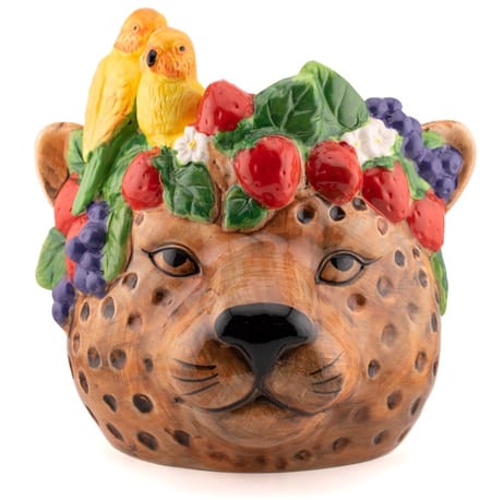 Aardewerk bloopot Tropical leopard L