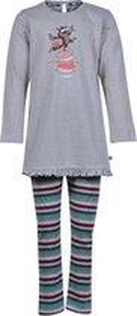 Woody pyjama meisjes/dames - beige mélange - wolf - 202-1-BLB-S/165 - maat 128