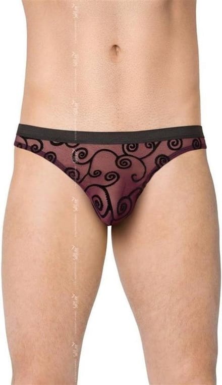 Softline Collection - sexy kanten herenslip zwart/ paars L