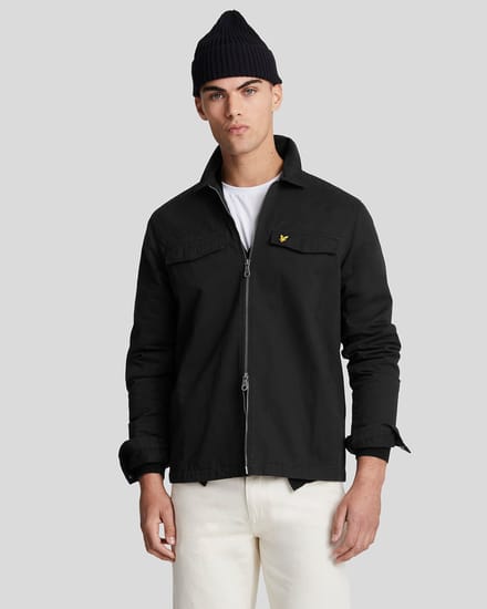 Jetzwart overshirtjack met Lyle & Scott-logo