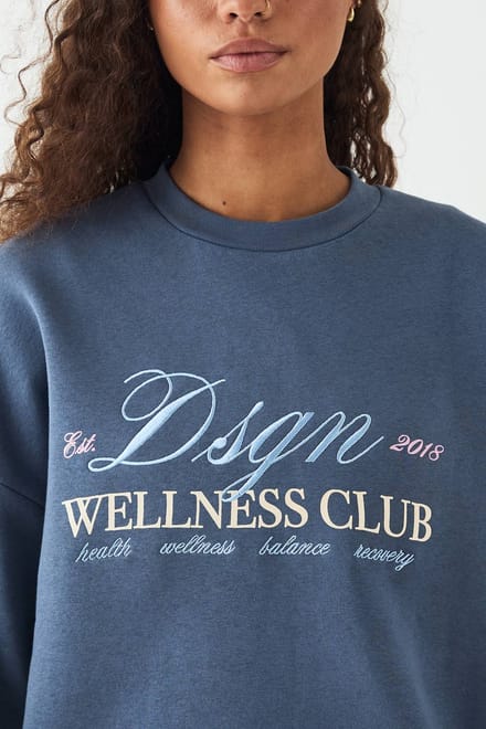 Dames DSGN Studio Wellness Club Oversized Sweatshirt Trainingspak | Marineblauw | Maat: 3XL