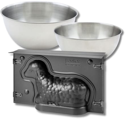 Bakkersset met 3D Paaslam mal 700 ml, 2 mengkommen en spatel Zenker
