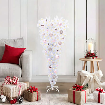 vidaXL - Kunstkerstboom - met - 150 - LED - Wit - 120 - cm - PVC - en - Staal