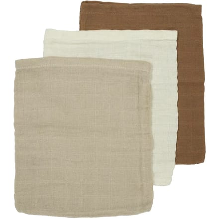 Meyco Baby Uni hydrofiele doeken - 3-pack - offwhite/sand/toffee - 70x70cm