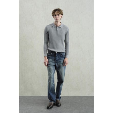 Slim Fit Geribbelde Poloshirt