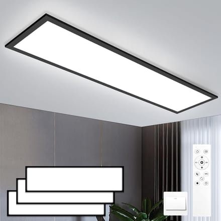 Oraymin 3-Pack LED Plafondlamp Paneel 120x30 Zwart - 4400LM - Dimbaar - Remote Control - Modern
