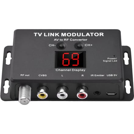Modulateur TV LINK TM80, convertisseur AV vers RF noir