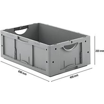 Eurobox serie LTB 6220, van PP, inhoud 41 l, zonder deksel, grijs