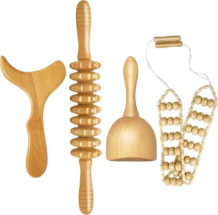 Houten Massage Set - Maderotherapie Kit - Lymfedrainage & Cellulitis - 4 Delig Ontwerp