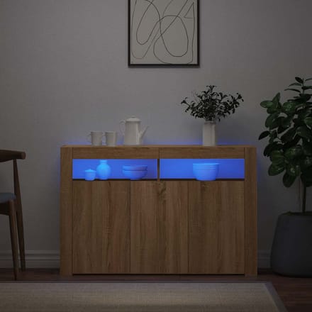 vidaXL - Dressoir - met - LED-verlichting - 115,5x30x75 - cm - sonoma - eikenkleur