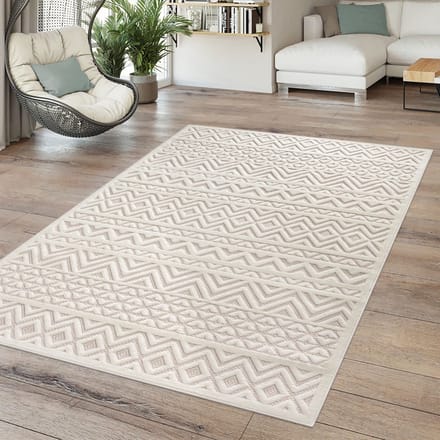 Binnen- en buitentapijt Eetkamer Weerbestendig Balkon Effen kleuren 3D Boho Scandi Design 60 x 100 cm Rechthoek 60 x 100 cm Rechthoek beige