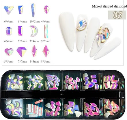 Rhinestone - Nagelsteentjes - 12 vormen - 120/130stuks - decoratie