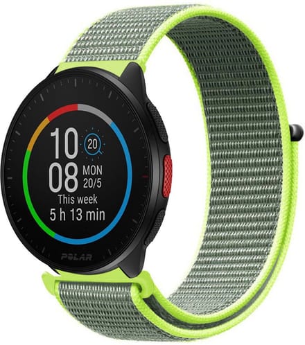 Nylon bandje geschikt voor Polar Ignite / Ignite 2 / Ignite 3 / Unite / Polar Pacer - Fluoriserend
