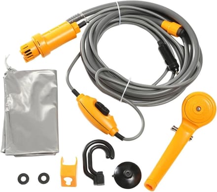 Draagbare Douche Pomp - Kampeer Douche Kit - Buiten Reinigen - Universele Waterbron Aansluiting - 200 cm Slanglengte - Zwart