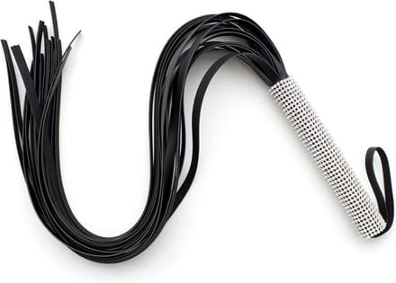 Smart Moves - PU Flogger met Diamantjes Handvat - 70 cm - Zwart