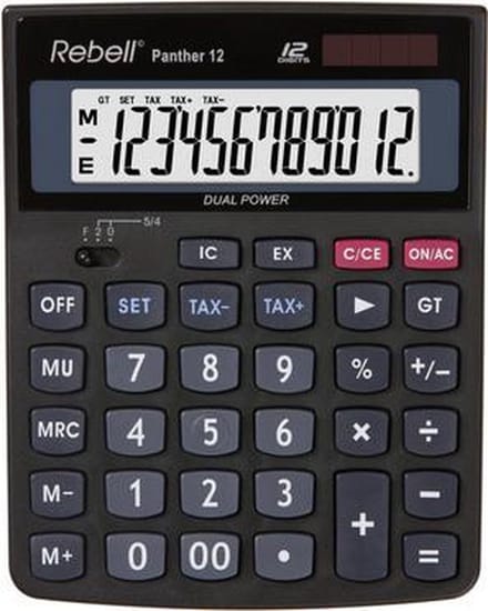 Rebell calculator - PANTHER 12BX - zwart - RE-PANTHER12BX