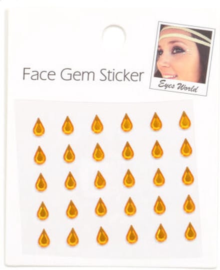 Face en Body - Opplak Steentjes - Tranen - Oranje-Goud