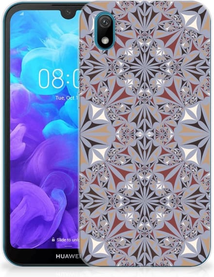 Huawei Y5 (2019) TPU Siliconen Hoesje Flower Tiles