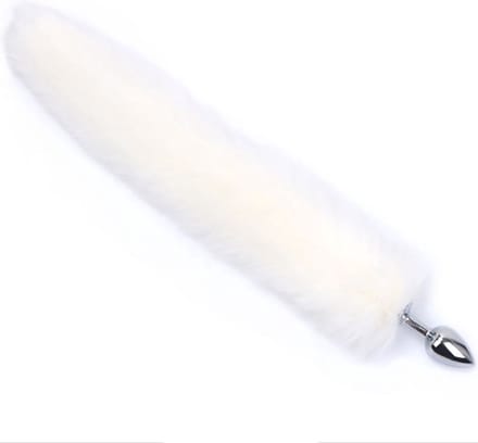 Jumada's - Kleine buttplug - lange staart - 75 cm - wit - maat S - anaal plug met witte staart