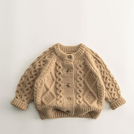 Pull Cardigan Enfant Hiver Garçon Bébé Style Décontracté Pull Tricoté, Manteau Épais Pull Tricoté 130 beige