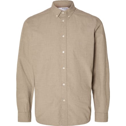 Selected - Heren Overhemden Rick Slim Fit Overhemd Morel - Beige - Maat S