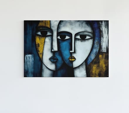 Canvas Schilderij - 2 Gezichten- Abstract - 60x40x2 cm