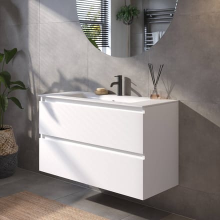 Saqu Gaia Badkamermeubel Set - 101x46 cm - Voorgemonteerd - Wit - Wastafelmeubel - Badmeubel