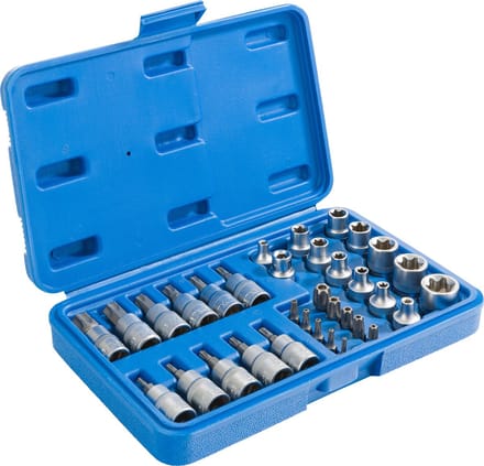 AREBOS Buitentorx Binnentorx Dopsleutel | 34-delige interne en externe Torx dopsleutelset