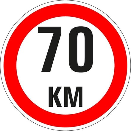Maximaal 70 km bord - kunststof - A1 150 mm