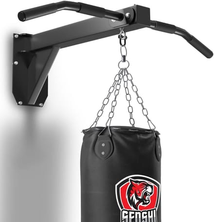 Wandgemonteerde bokszakbeugel met optrekstang voor maximale trainingservaring